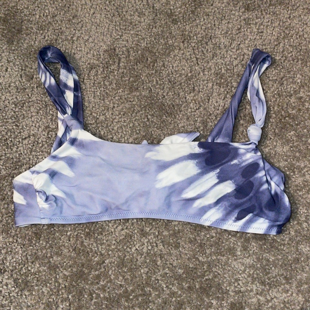 Aerie Blue and White Tie Die Bikini Top